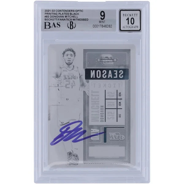 Donovan Mitchell Signed 2021-22 Panini Contenders Optic Black Printing Plate #83 | 1/1