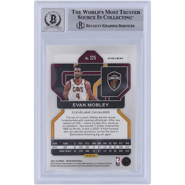 Evan Mobley Signed 2021-22 Panini Prizm Rookie #325 Card | Red White & Blue