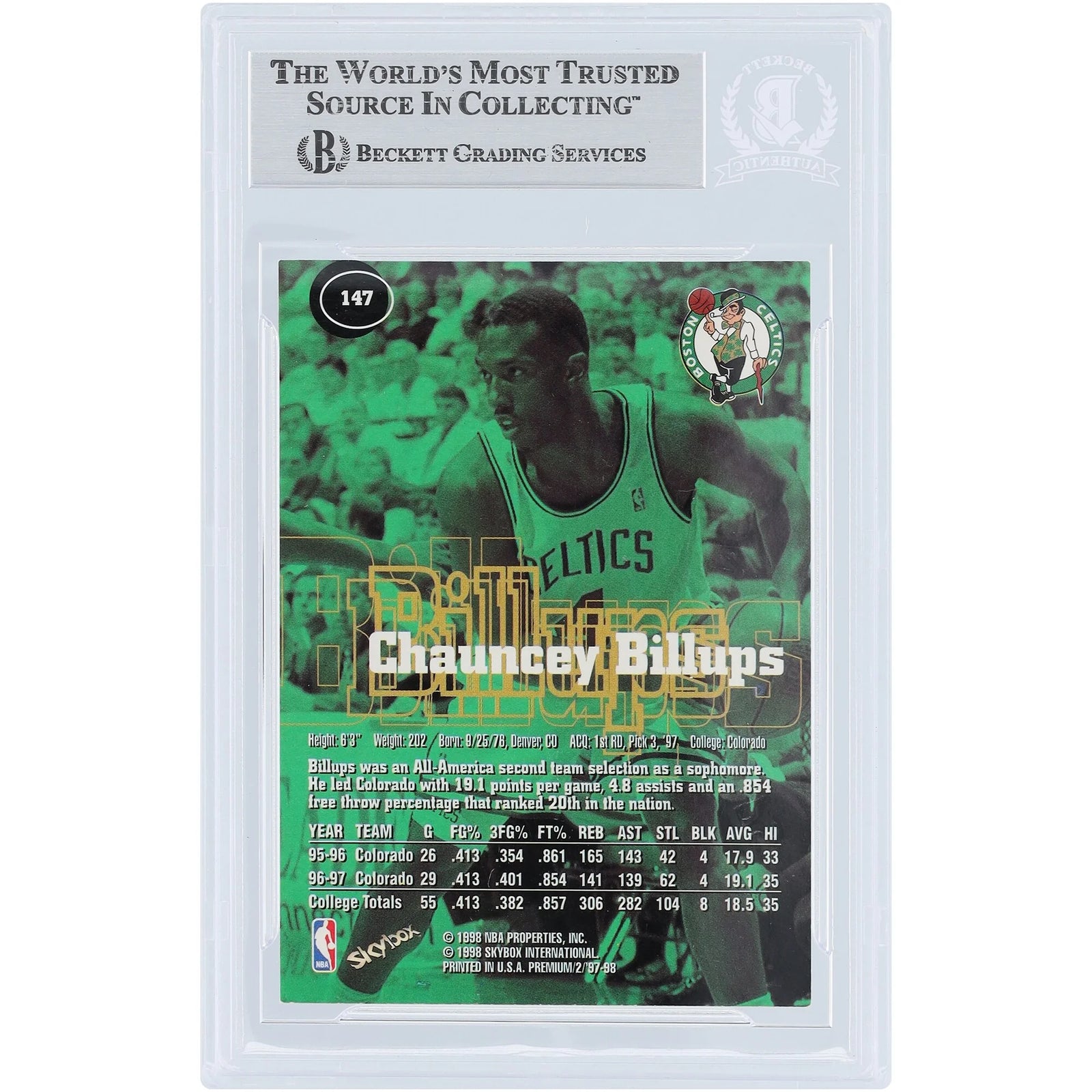 Chauncey Billups Signed 1997-98 Skybox Premium #147 Rookie Card | Beckett Authenticated