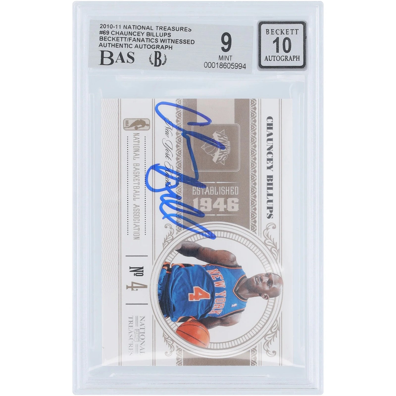 Chauncey Billups Signed 2010-11 Panini National Treasures Card #69 | Graded 9
