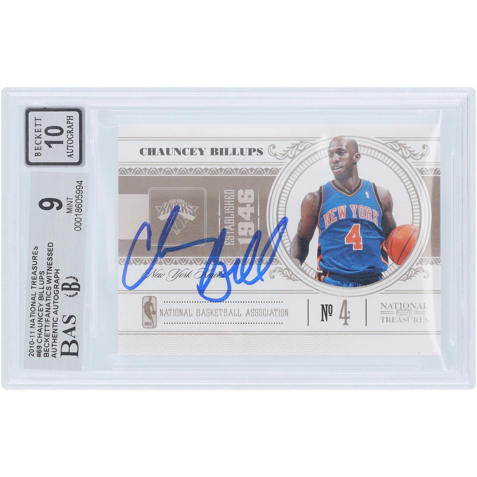 Chauncey Billups Signed 2010-11 Panini National Treasures Card #69 | Graded 9