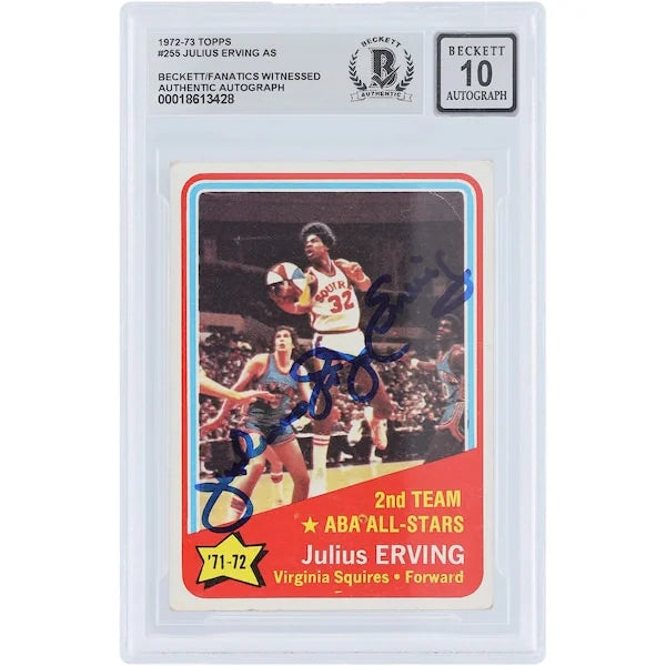 Julius Erving Signed 1972-73 Topps #255 Rookie Card | Virginia Squires