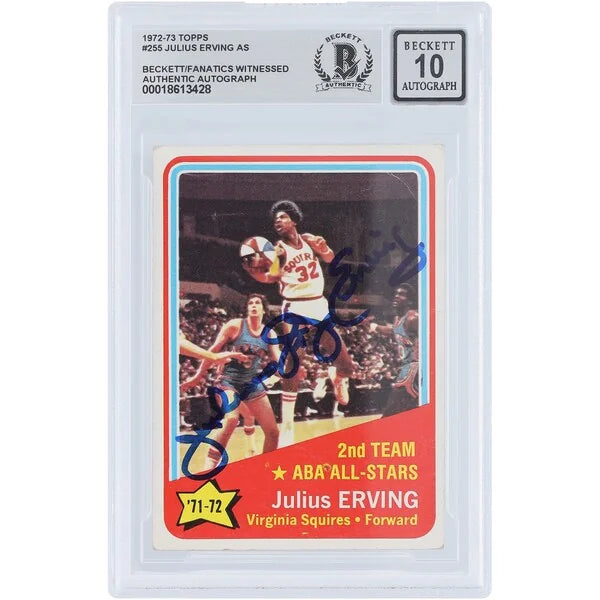 Julius Erving Signed 1972-73 Topps #255 Rookie Card | Virginia Squires