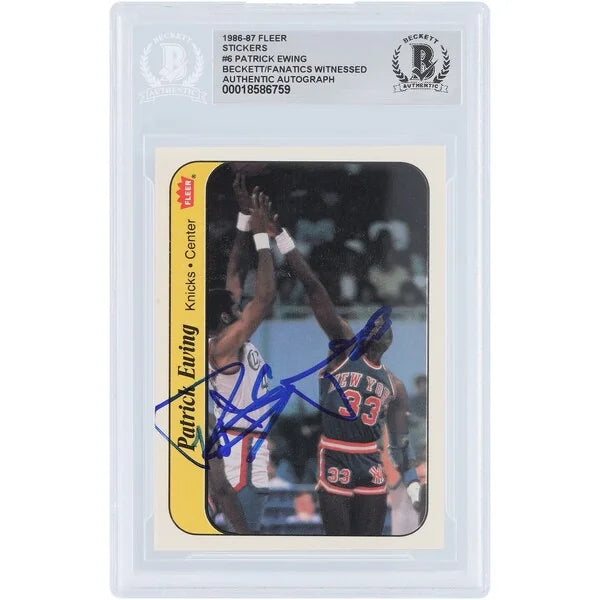 Patrick Ewing Signed 1986-87 Fleer Sticker #6 | Knicks Rookie