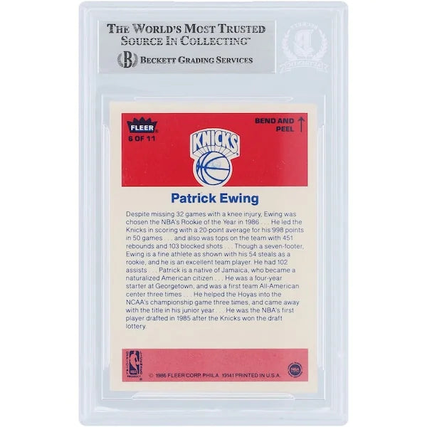 Patrick Ewing Signed 1986-87 Fleer Sticker #6 | Knicks Rookie