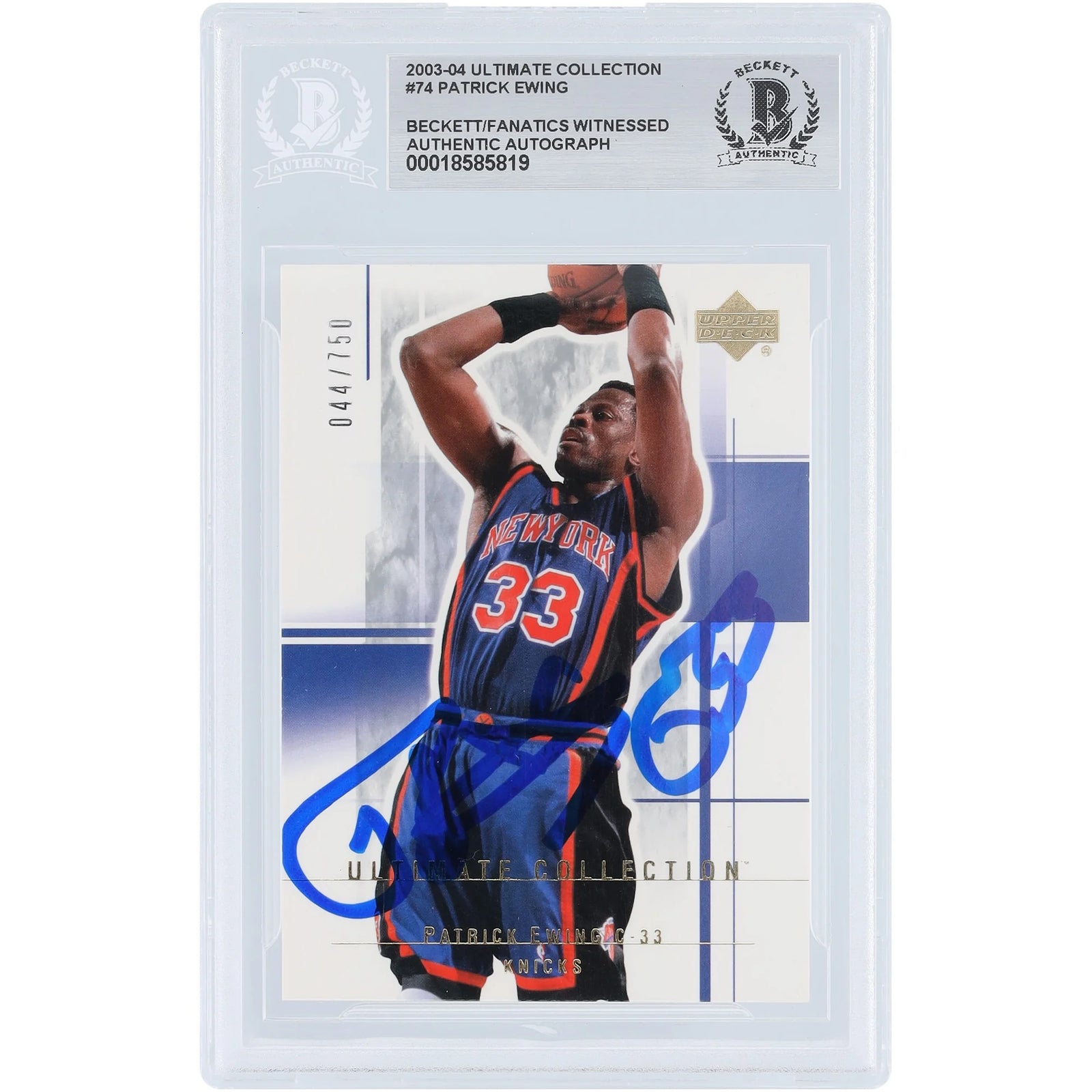 Patrick Ewing New York Knicks Autographed 2003-04 Upper Deck Ultimate Collection #74 #/750 Beckett Fanatics Witnessed Authenticated Card - F2