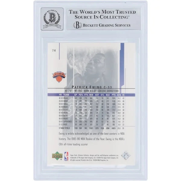Patrick Ewing Signed 2003-04 Upper Deck Ultimate Collection #74 Card | Beckett 9