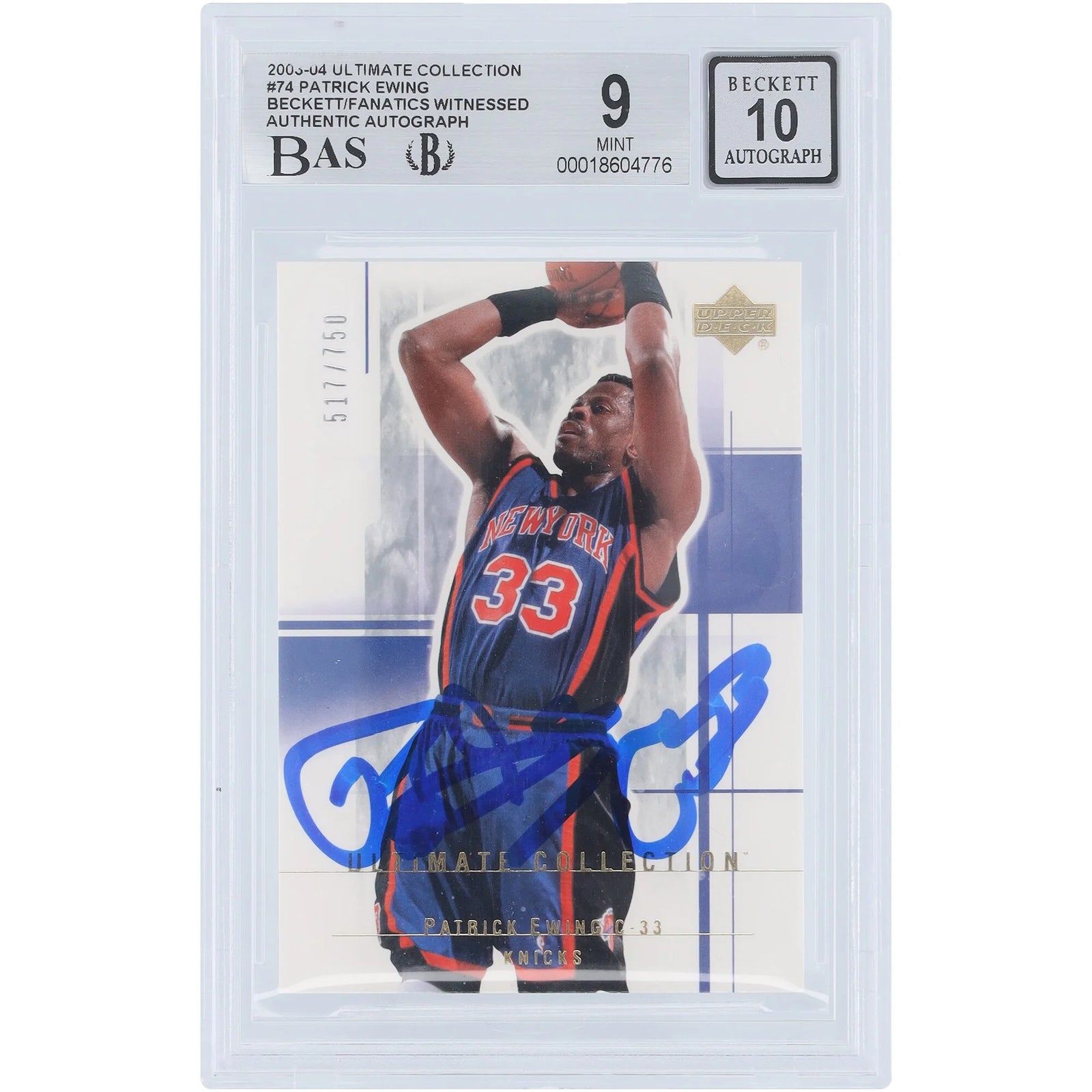 Patrick Ewing Signed 2003-04 Upper Deck Ultimate Collection #74 Card | Beckett 9