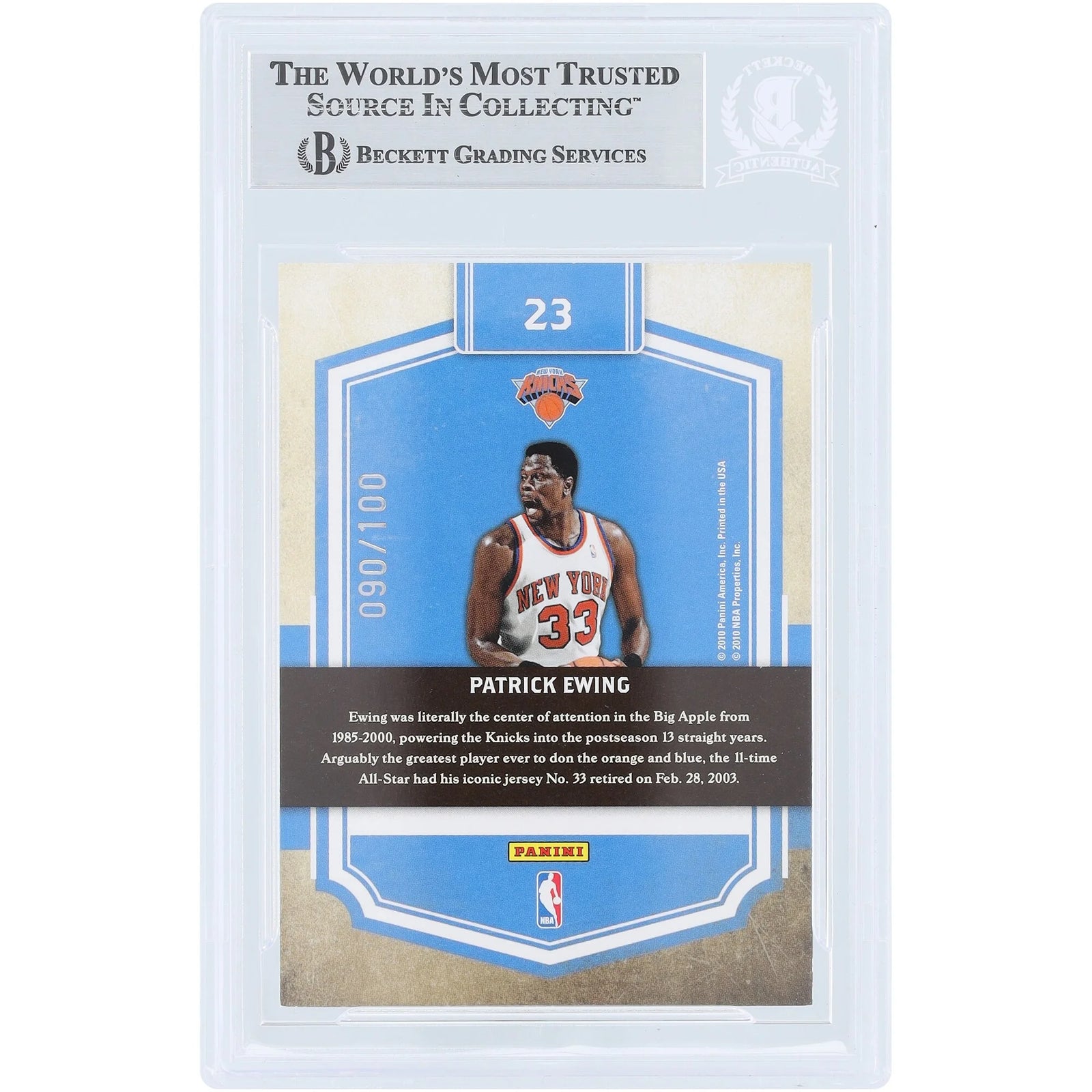 Patrick Ewing Signed 2009-10 Panini Classic Dress Code Gold Card | #23 Limited Edition