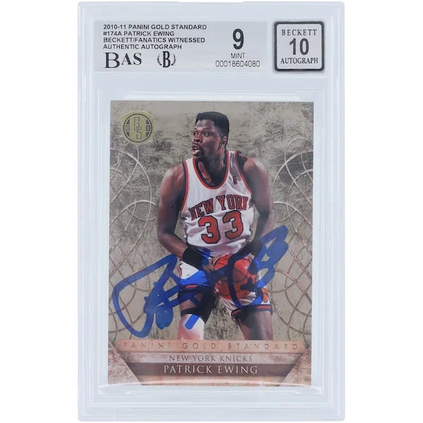 Patrick Ewing Signed 2010-11 Panini Gold Standard #174 Card | Graded 9/10