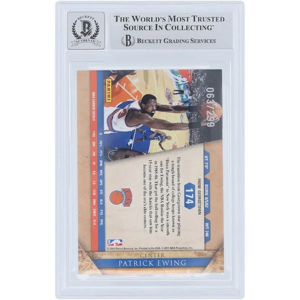 Patrick Ewing Signed 2010-11 Panini Gold Standard #174 Card | Graded 9/10
