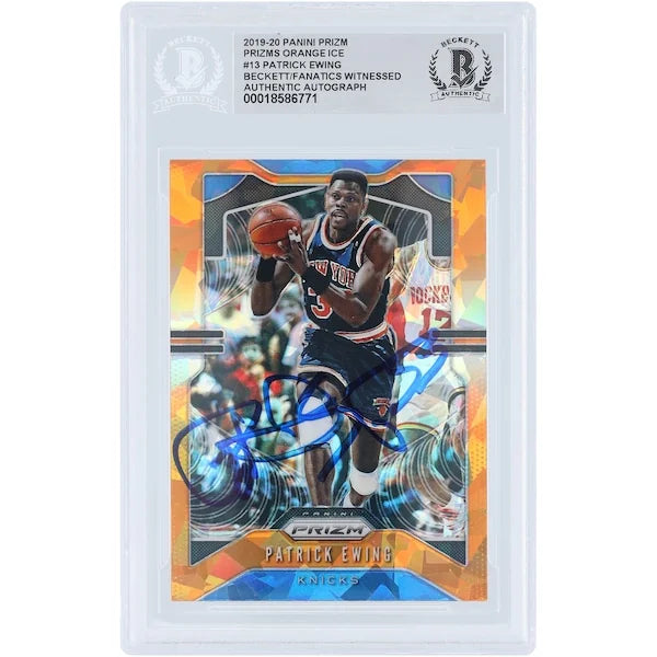 Patrick Ewing Signed 2019-20 Panini Prizm Orange Ice #13 | Beckett Witnessed