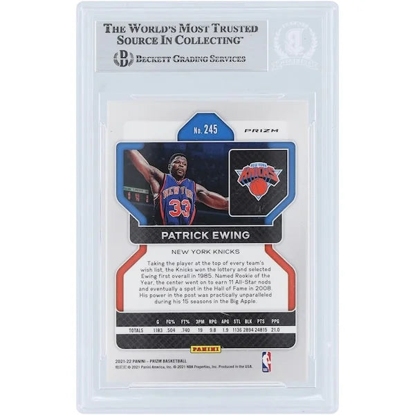 Patrick Ewing Signed 2021-22 Panini Prizm Orange Ice #245 | Beckett Witnessed