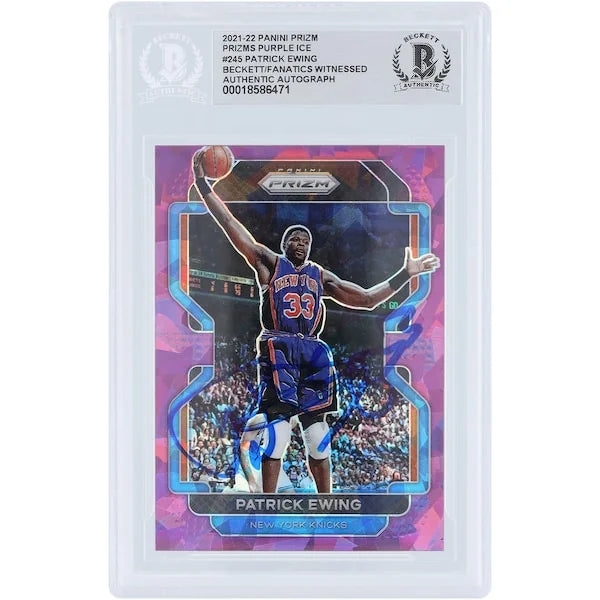 Patrick Ewing Signed 2021-22 Panini Prizm Purple Ice Card #245 | Knicks