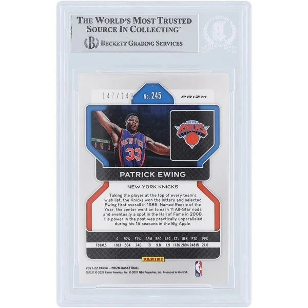 Patrick Ewing Signed 2021-22 Panini Prizm Purple Ice Card #245 | Knicks