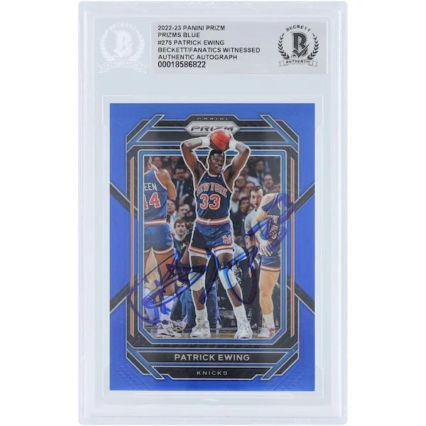 Patrick Ewing Signed 2022-23 Panini Prizm Blue Prizm #275 | #/199