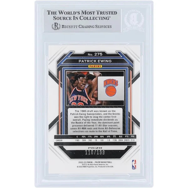 Patrick Ewing Signed 2022-23 Panini Prizm Blue Prizm #275 | #/199