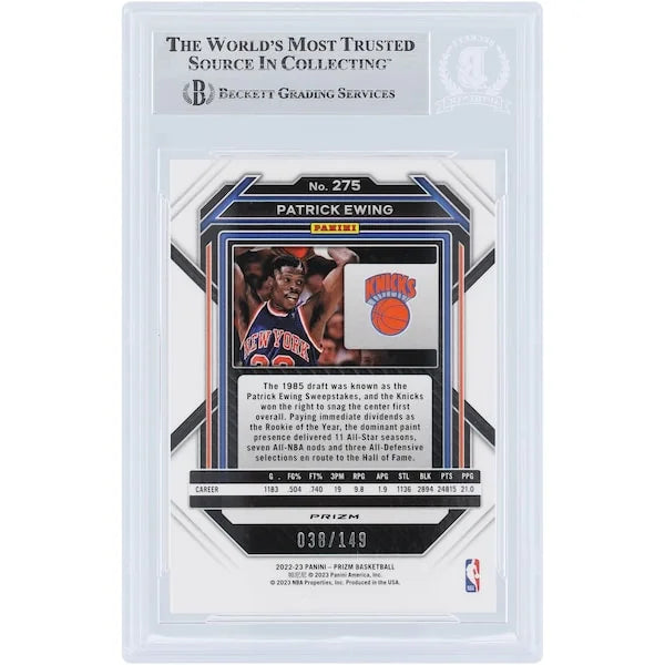 Patrick Ewing Signed 2022-23 Panini Prizm Purple Ice #275 | #/149