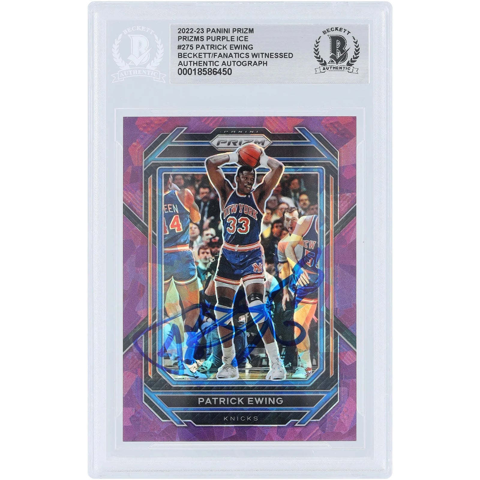 Patrick Ewing Signed 2022-23 Panini Prizm Purple Ice #275 | #/149