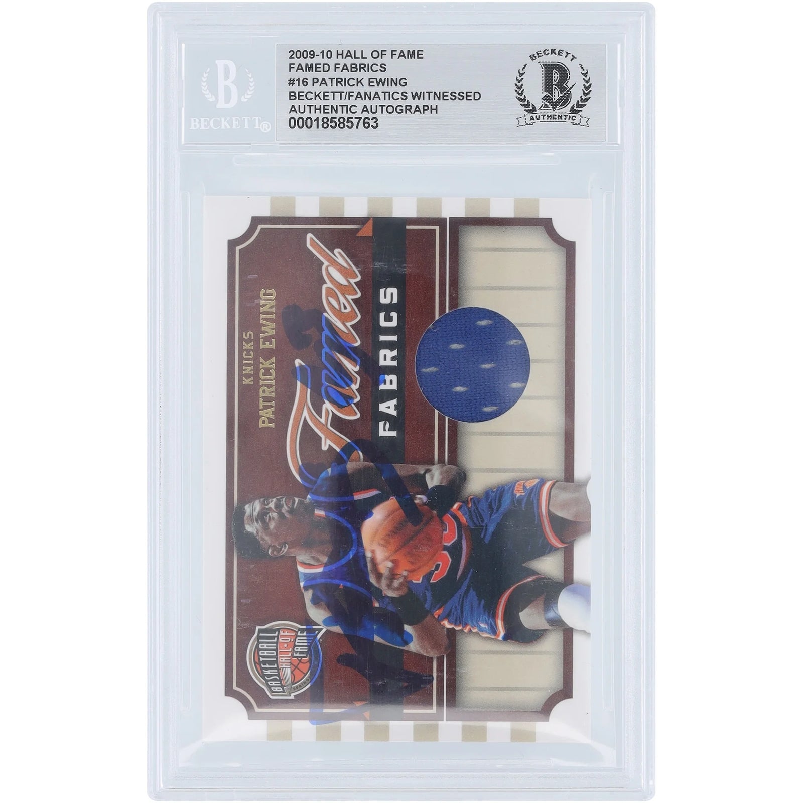 Patrick Ewing Signed 2009-10 Panini Hall of Fame Famed Fabric Jersey Relic Card | #16 #/59