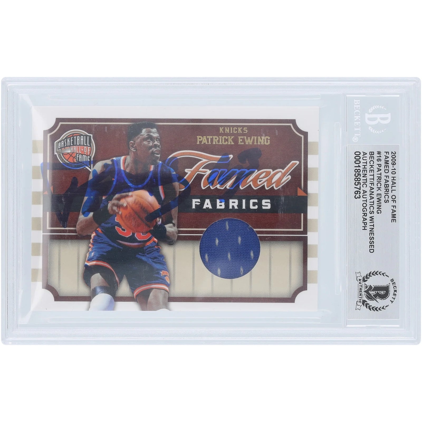 Patrick Ewing Signed 2009-10 Panini Hall of Fame Famed Fabric Jersey Relic Card | #16 #/59