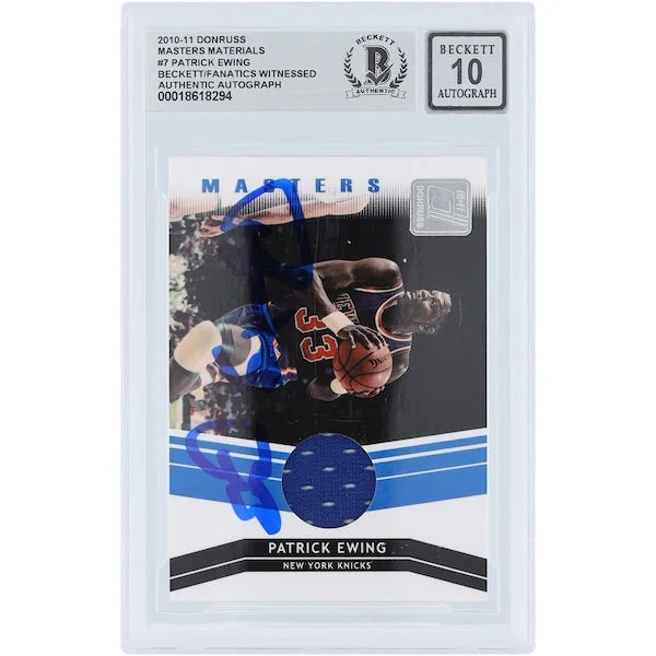 Patrick Ewing Signed 2010-11 Panini Donruss Masters Materials Jersey Relic #7 Card | Grade