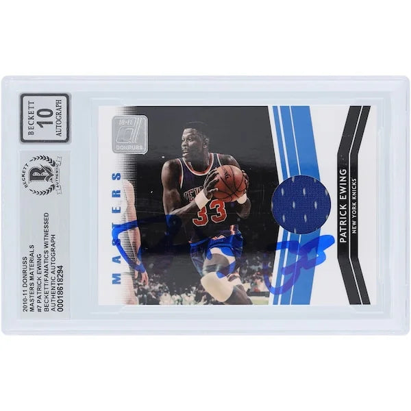 Patrick Ewing Signed 2010-11 Panini Donruss Masters Materials Jersey Relic #7 Card | Grade