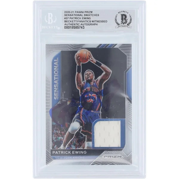 Patrick Ewing New York Knicks Autographed 2020-21 Panini Prizm Sensational Swatches Jersey Relic #SSW-PEW Beckett Fanatics Witnessed Authenticated Card - F2