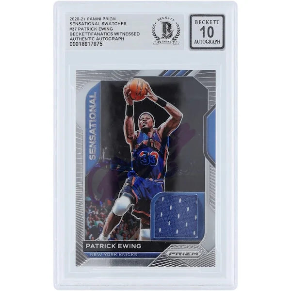 Patrick Ewing Signed 2020-21 Panini Prizm Sensational Swatches Jersey Relic | Graded 10