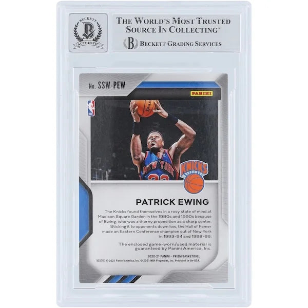 Patrick Ewing Signed 2020-21 Panini Prizm Sensational Swatches Jersey Relic | Graded 10