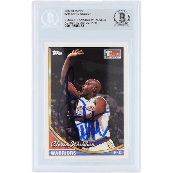 Chris Webber Signed 1993-94 Topps #224 Rookie Card | Warriors