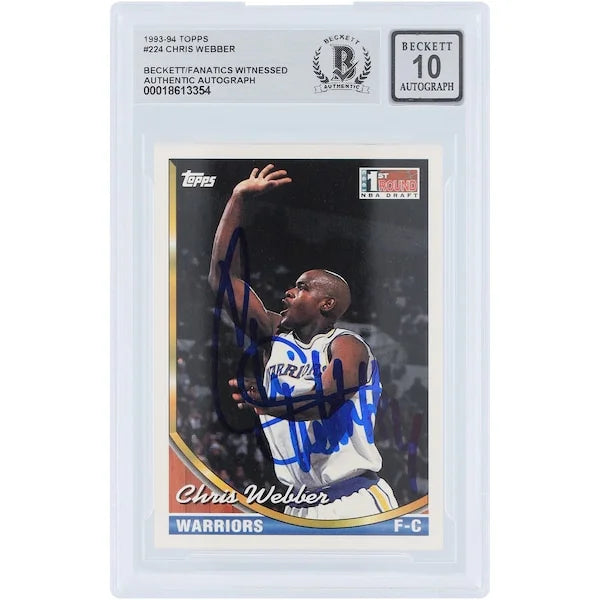 Chris Webber Signed 1993-94 Topps #224 Rookie Card | Beckett 10