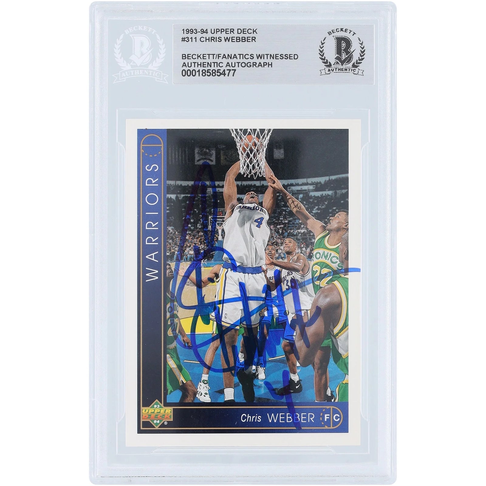Chris Webber Signed 1993-94 Upper Deck #311 Rookie Card | Warriors