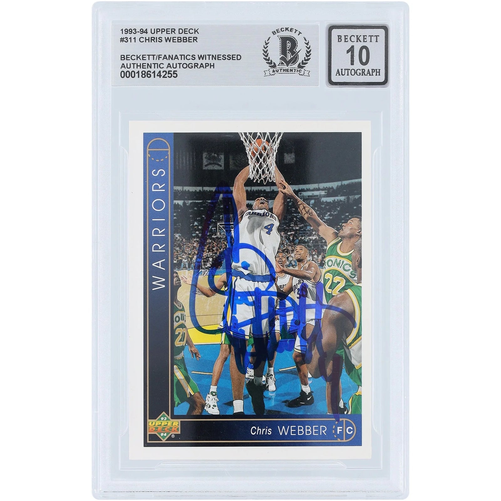 Chris Webber Signed 1993-94 Upper Deck #311 Rookie Card | Beckett 10
