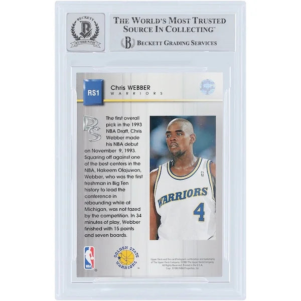 Chris Webber Signed 1993-94 Upper Deck Rookie Standouts #RS1 | Graded 10