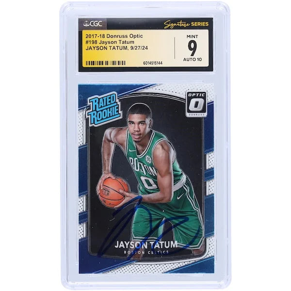 Jayson Tatum Signed 2017-18 Panini Donruss Optic Rated Rookie #198 | CGC 9
