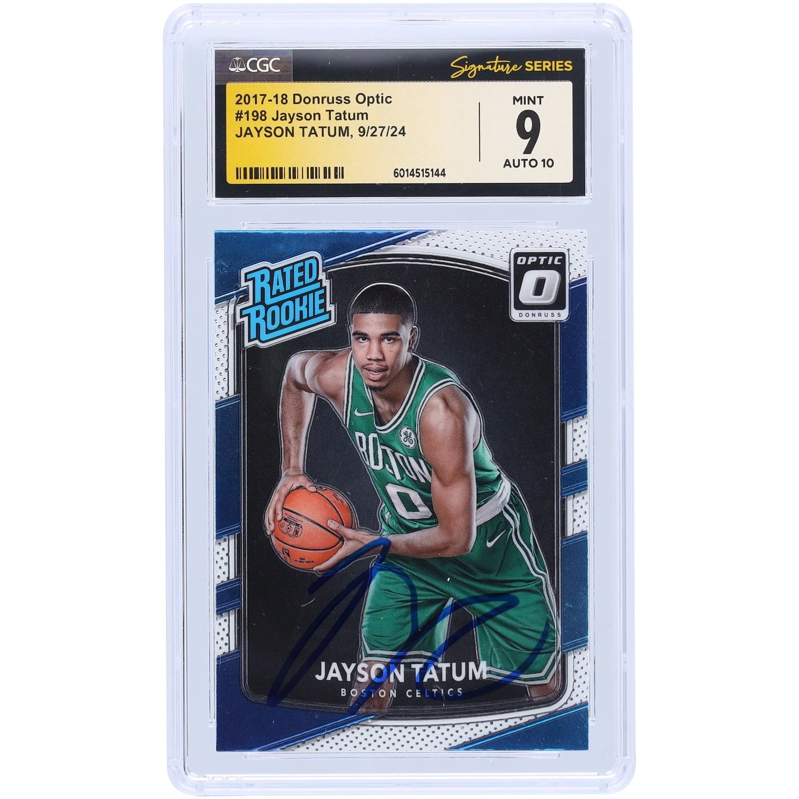 Jayson Tatum Signed 2017-18 Panini Donruss Optic Rated Rookie #198 | CGC 9