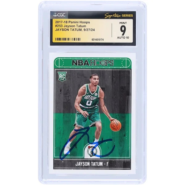 Jayson Tatum Signed 2017-18 Panini Hoops #253 Rookie Card | CGC Graded 9