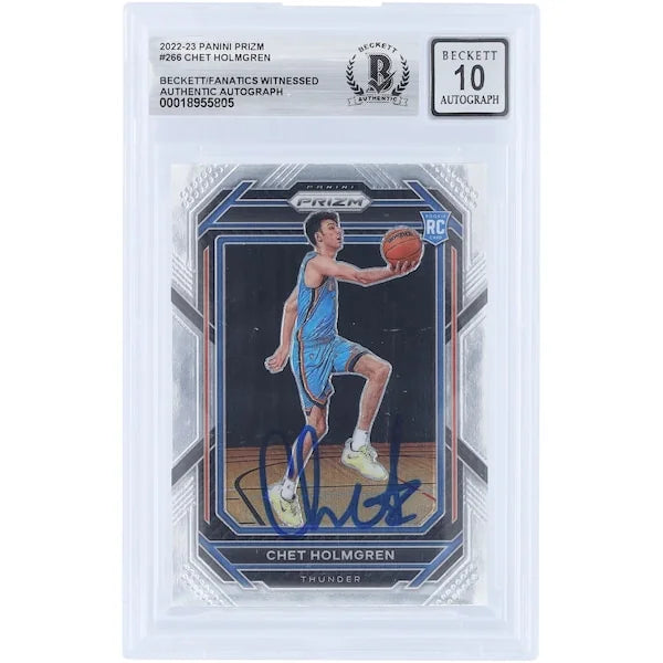 Chet Holmgren Signed 2022-23 Panini Prizm #266 Rookie Card | Beckett 10