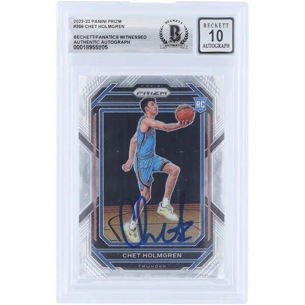 Chet Holmgren Signed 2022-23 Panini Prizm #266 Rookie Card | Beckett 10