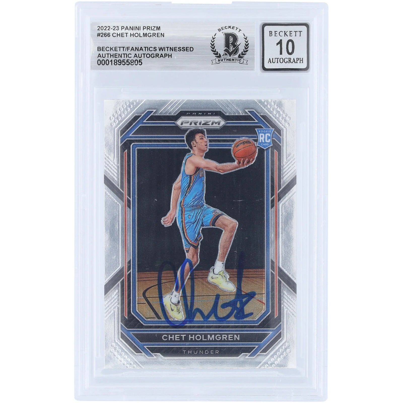 Chet Holmgren Signed 2022-23 Panini Prizm #266 Rookie Card | Beckett 10