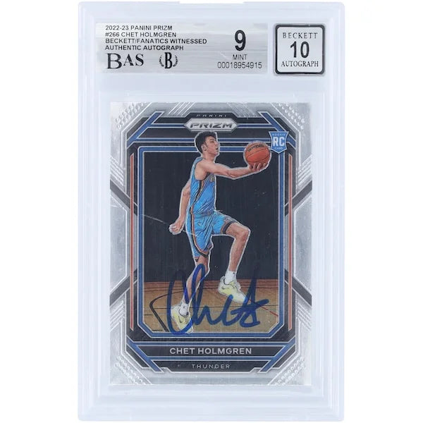 Chet Holmgren Signed 2022-23 Panini Prizm #266 Rookie Card | Beckett 9