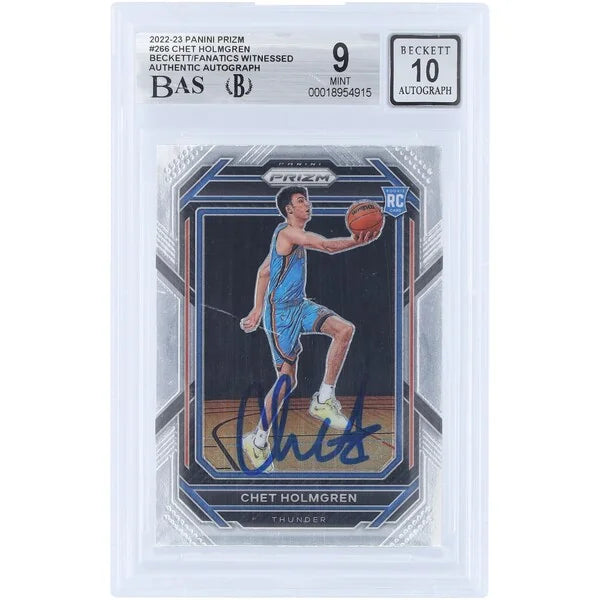 Chet Holmgren Signed 2022-23 Panini Prizm #266 Rookie Card | Beckett 9