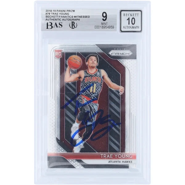 Trae Young Signed 2018-19 Panini Prizm #78 Rookie Card | Beckett 9