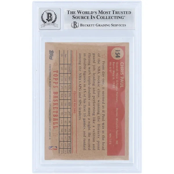 Chris Paul Signed 2005-06 Topps 1952 Style #154 Rookie Card | Beckett Graded 9