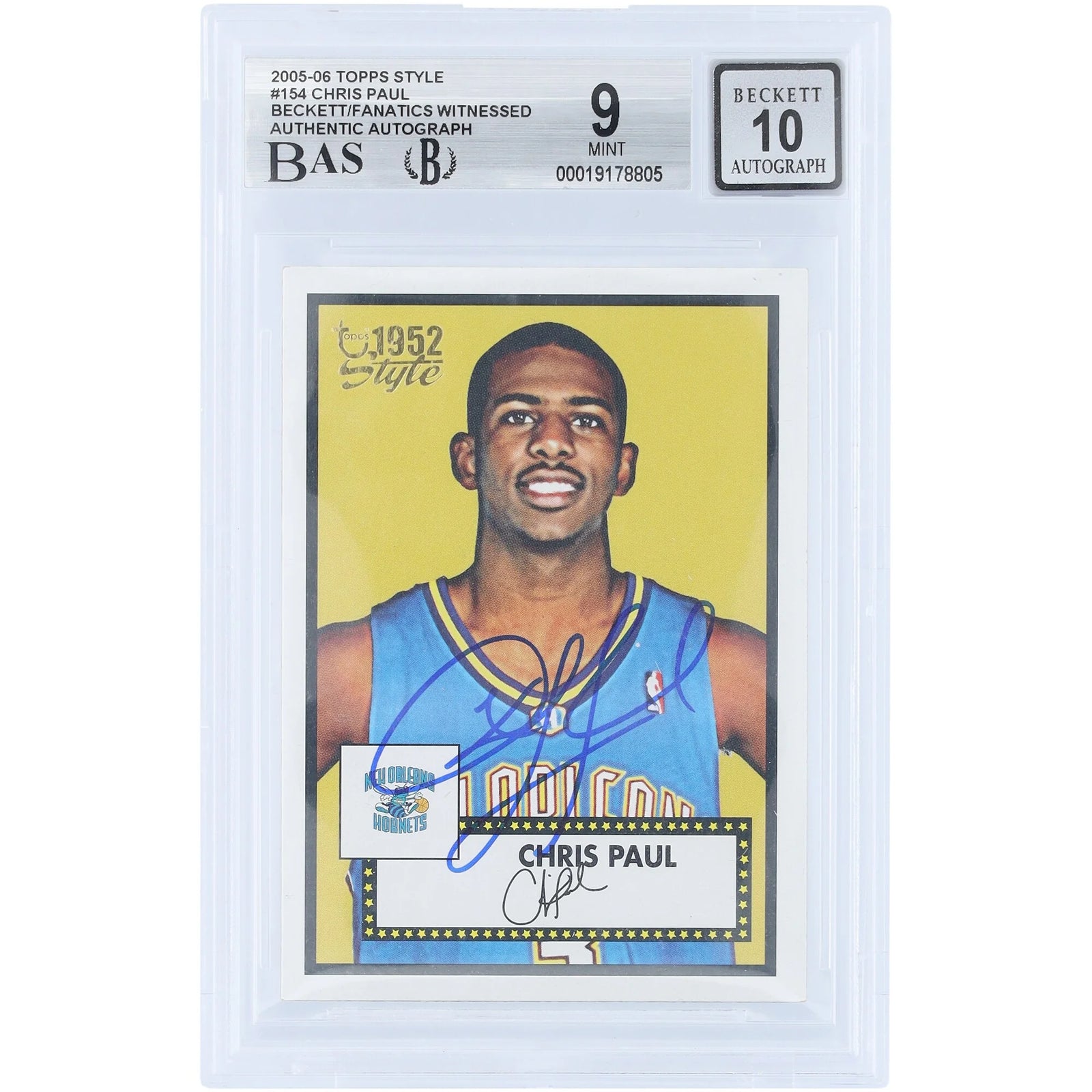 Chris Paul Signed 2005-06 Topps 1952 Style #154 Rookie Card | Beckett Graded 9