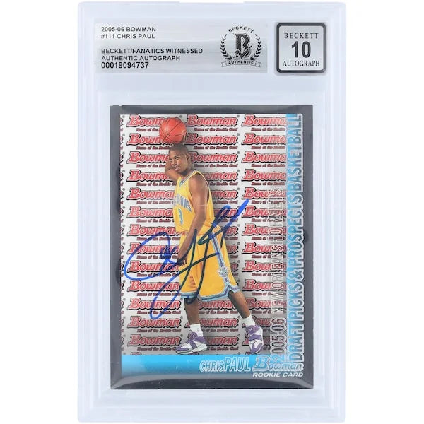 Chris Paul Signed 2005-06 Topps Bowman Draft #111 Rookie Card | Beckett 10