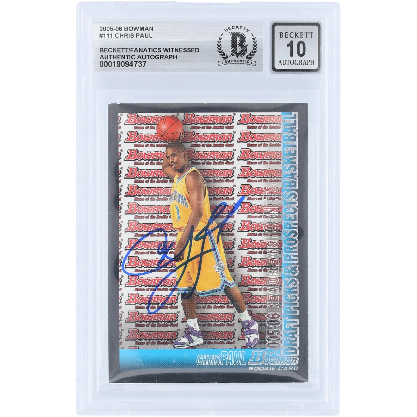 Chris Paul Signed 2005-06 Topps Bowman Draft #111 Rookie Card | Beckett 10