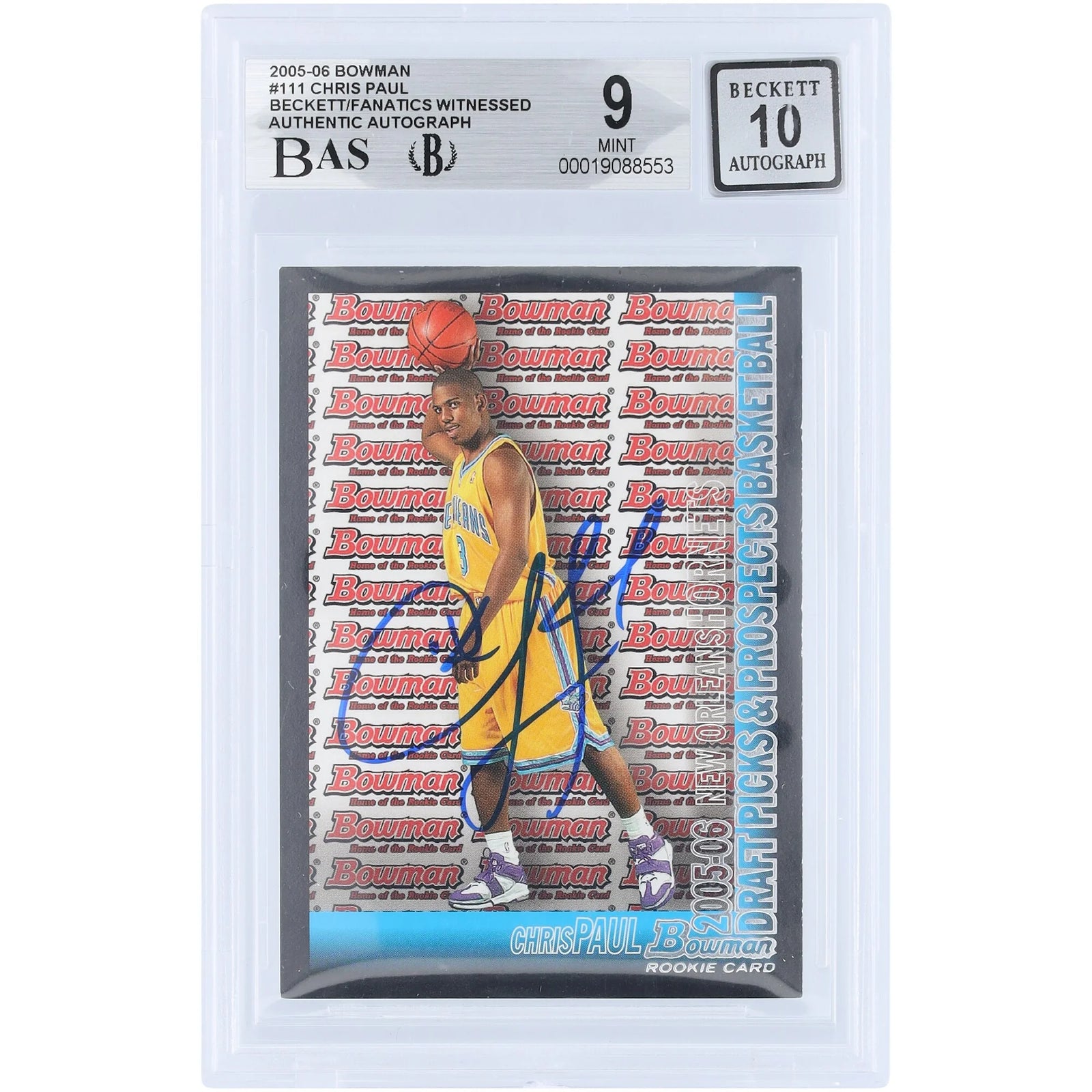 Chris Paul Signed 2005-06 Topps Bowman Draft #111 Rookie Card | Beckett 9