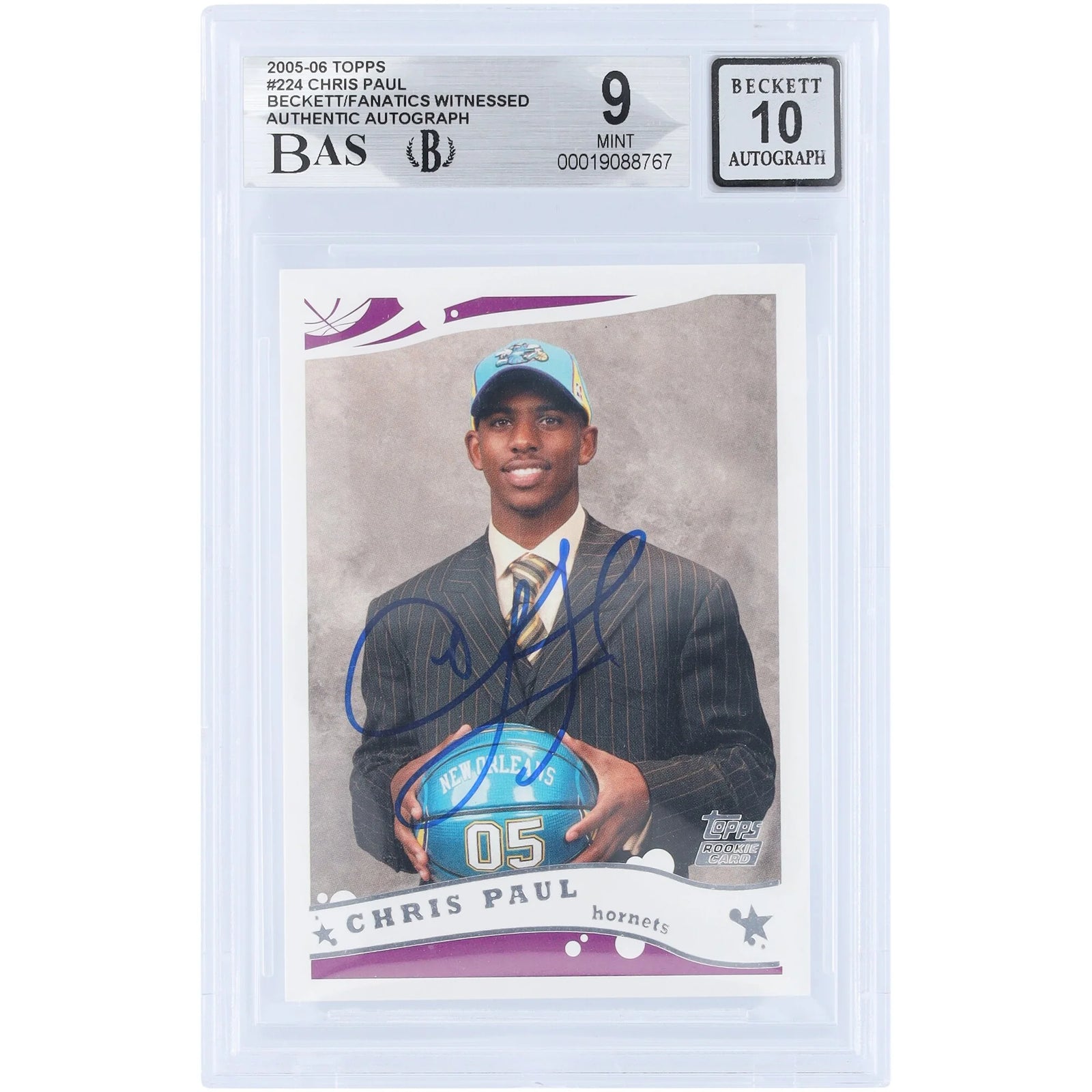 Chris Paul Signed 2005-06 Topps Rookie Card #224 | Beckett 9